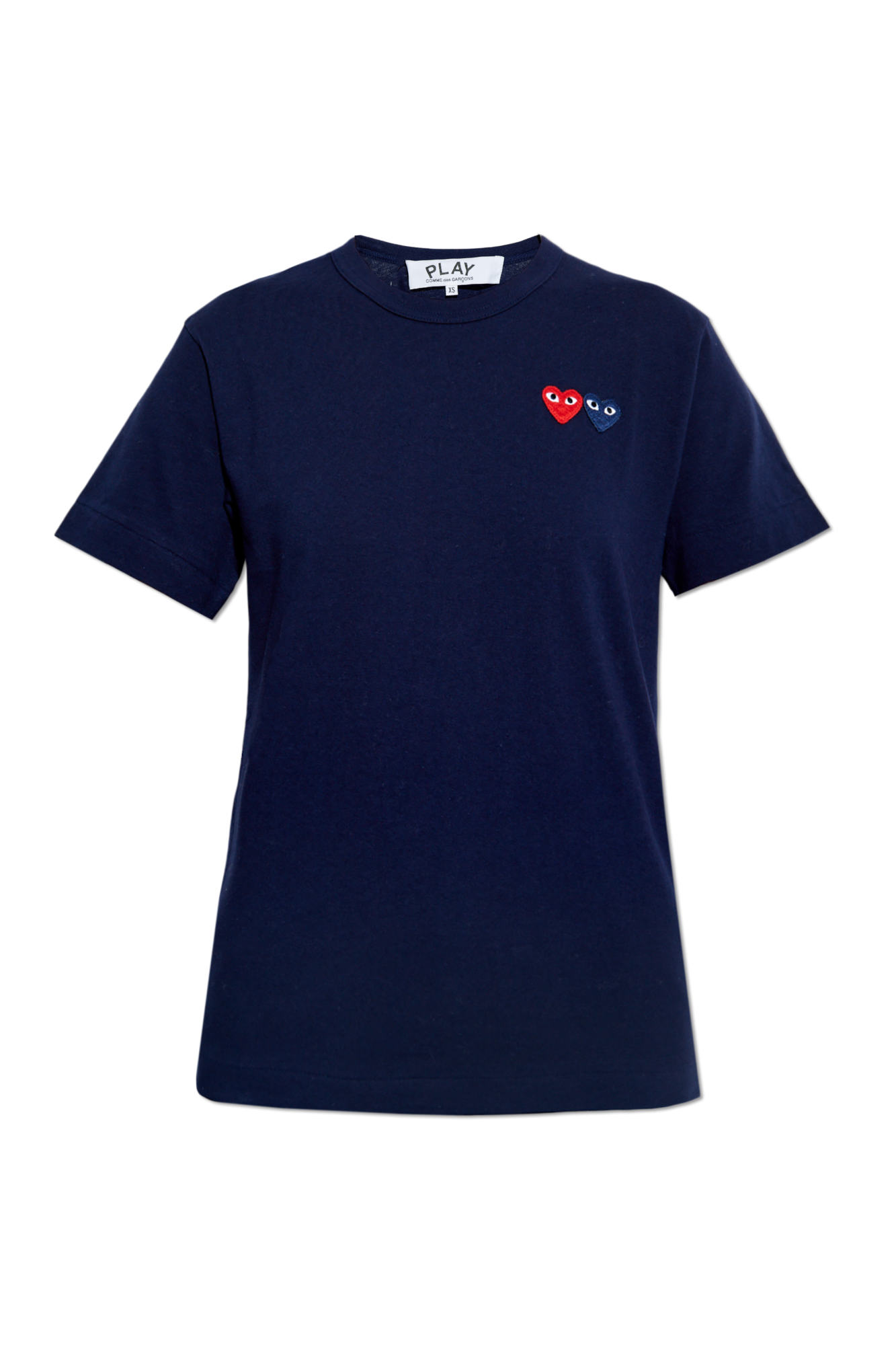 Navy blue T shirt with logo patches Comme des Garcons Play Vitkac Italy